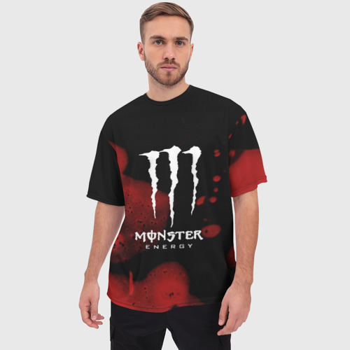 Мужская футболка oversize 3D Monster energy, цвет 3D печать - фото 3