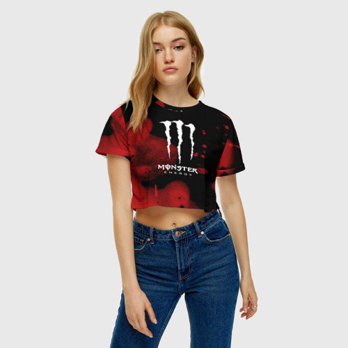 Женская футболка Crop-top 3D Monster energy, цвет 3D печать - фото 4