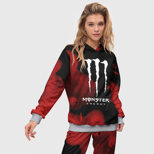 Женский костюм с толстовкой 3D Monster energy, цвет меланж - фото 3