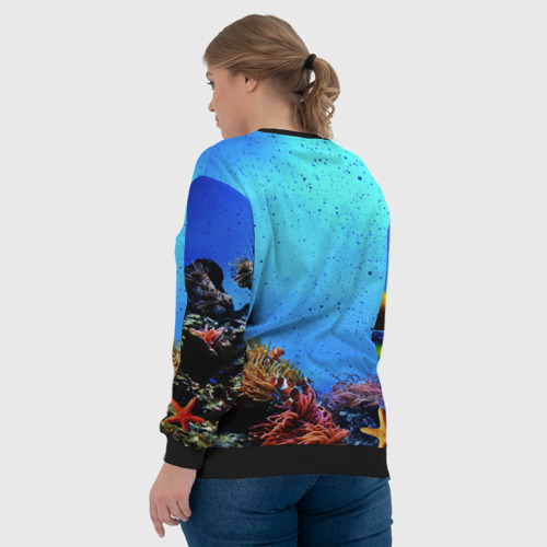 Женский свитшот 3D с принтом Подводный мир, вид сзади #2