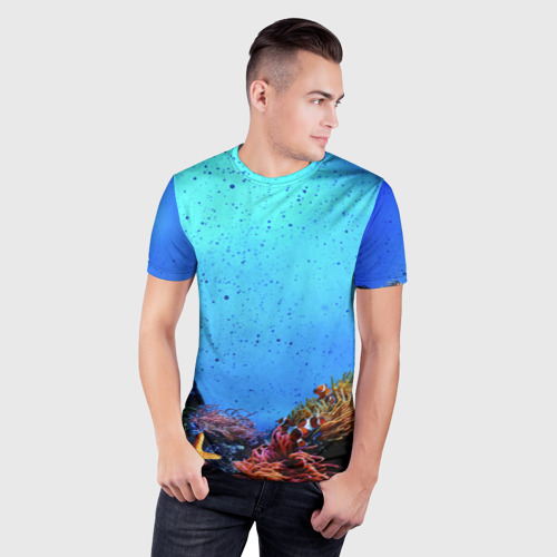 Мужская футболка 3D Slim с принтом Подводный мир, фото на моделе #1