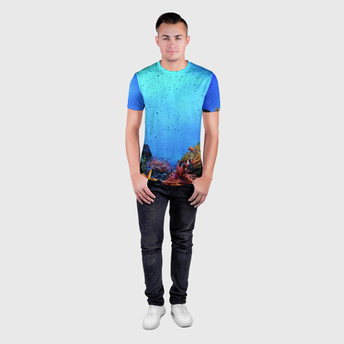 Мужская футболка 3D Slim с принтом Подводный мир, вид сбоку #3