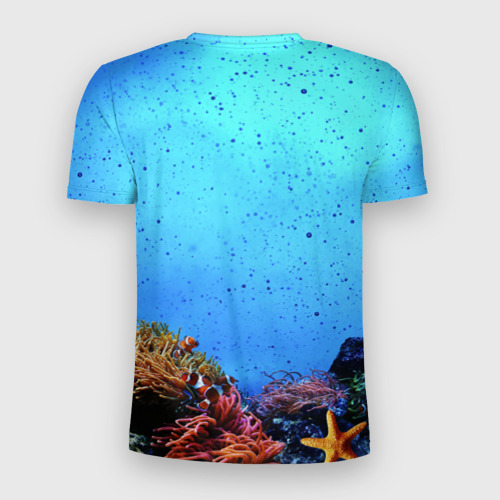 Мужская футболка 3D Slim с принтом Подводный мир, вид сзади #1