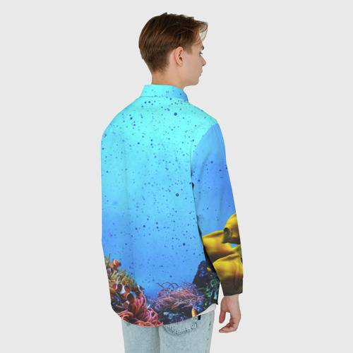 Мужская рубашка oversize 3D Подводный мир, цвет белый - фото 4