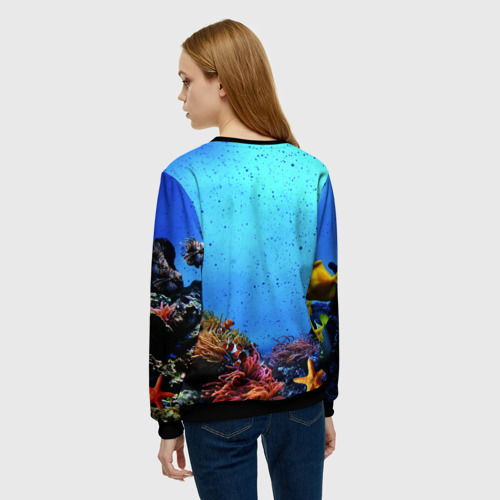 Женский свитшот 3D с принтом Подводный мир, вид сзади #2