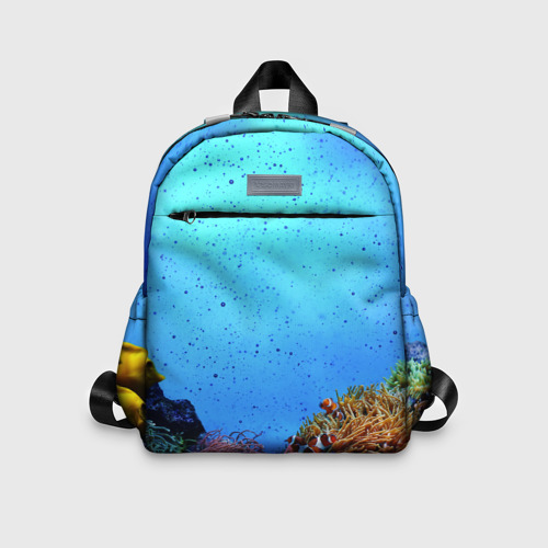 Детский рюкзак 3D с принтом Подводный мир, вид спереди #2