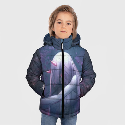 Зимняя куртка для мальчиков 3D с принтом Ноль два голова вниз, фото на моделе #1