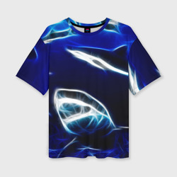 Женская футболка oversize 3D Дельфин в море