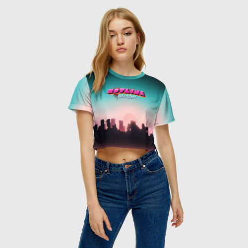 Женская футболка Crop-top 3D Hotline Miami, цвет 3D печать - фото 4