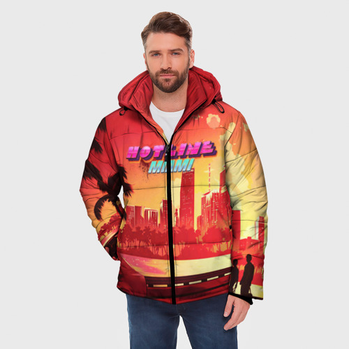 Мужская зимняя куртка 3D Hotline Miami, цвет красный - фото 3