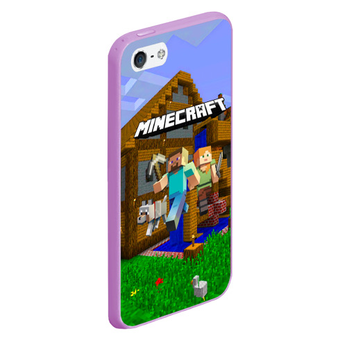 Чехол для iPhone 5/5S матовый Minecraft, цвет сиреневый - фото 3