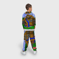Костюм с принтом Minecraft для ребенка, вид на модели сзади №2. Цвет основы: белый