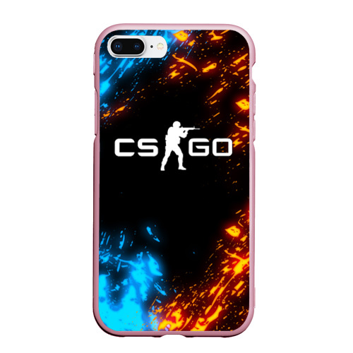 Чехол для iPhone 7Plus/8 Plus матовый CS GO fire КС Го ОГоНЬ, цвет розовый