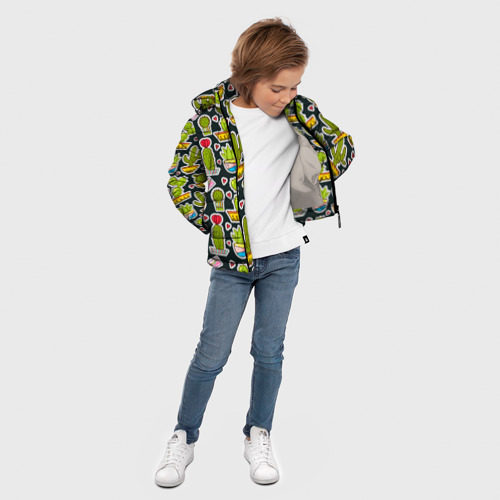 Зимняя куртка для мальчиков 3D с принтом Кактусы, вид сбоку #3