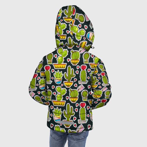 Зимняя куртка для мальчиков 3D с принтом Кактусы, вид сзади #2