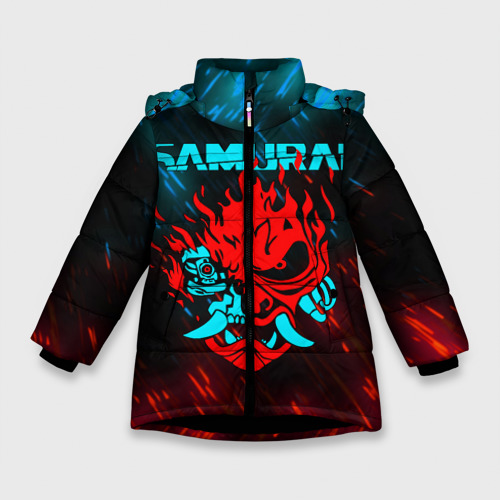 Зимняя куртка для девочек 3D Cyberpunk 2077 Самураи, цвет черный