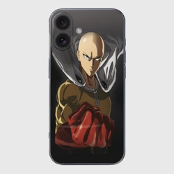 Чехол для iPhone 16 силиконовый с защитой камеры Ярость Сайтамы