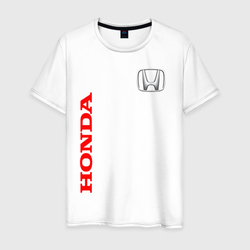 Мужская футболка из хлопка с принтом Honda, вид спереди №1