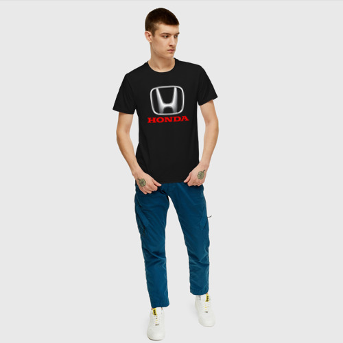 Мужская футболка хлопок HONDA, цвет черный - фото 5
