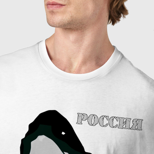 Мужская футболка хлопок Россия, цвет белый - фото 6