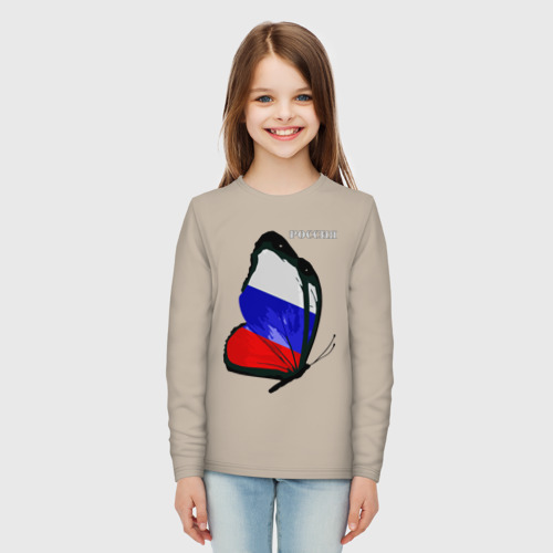 Детский лонгслив хлопок Россия, цвет миндальный - фото 5