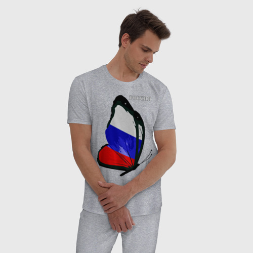 Мужская пижама хлопок с принтом Россия, фото на моделе #1