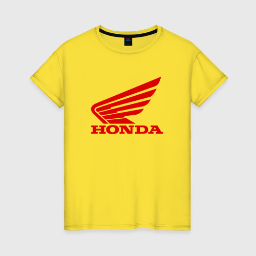Женская футболка хлопок с принтом HONDA, вид спереди #2