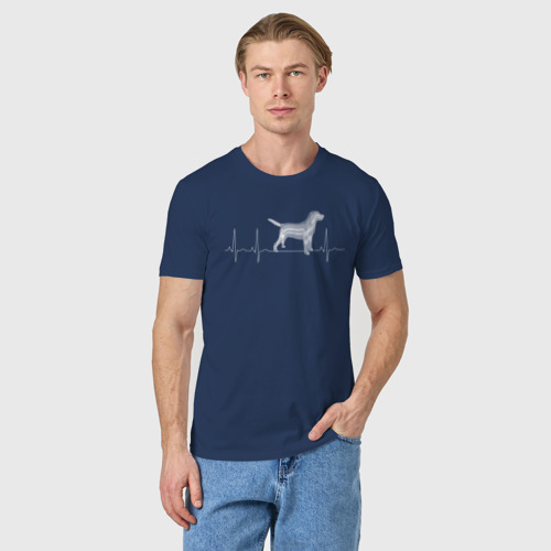 Мужская футболка хлопок Кардиограмма Собака, цвет темно-синий - фото 3