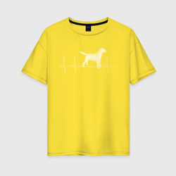 Женская футболка хлопок Oversize Кардиограмма Собака
