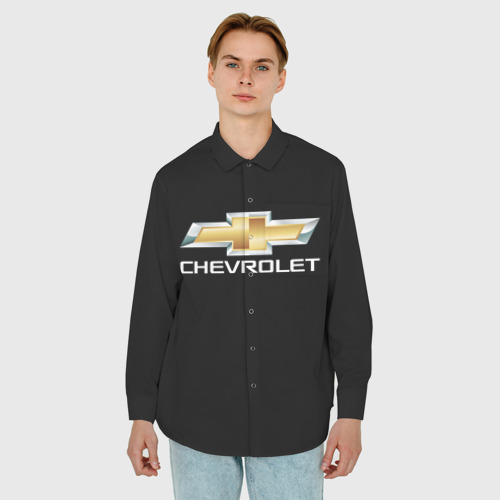Мужская рубашка oversize 3D Chevrolet, цвет белый - фото 3