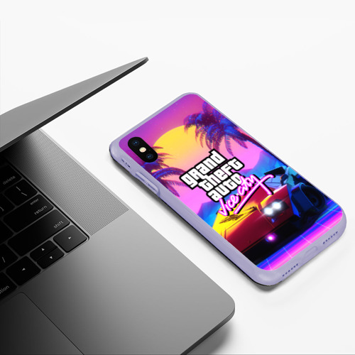 Чехол для iPhone XS Max матовый GTA 2020, цвет светло-сиреневый - фото 5