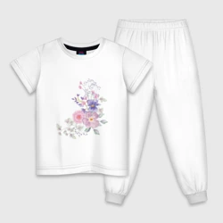 Детская пижама хлопок Акварельный цветы
