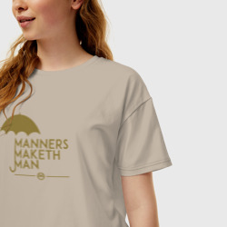 Женская футболка хлопок Oversize Manners maketh man - фото 2