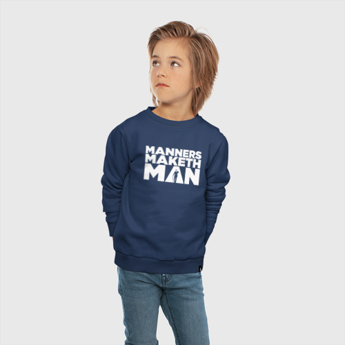 Детский свитшот хлопок Manners maketh man, цвет темно-синий - фото 5