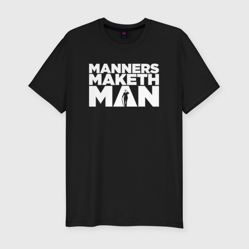 Мужская футболка хлопок Slim Manners maketh man, цвет черный