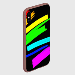 Чехол для iPhone XS Max матовый Неоновые полоски краски - фото 2
