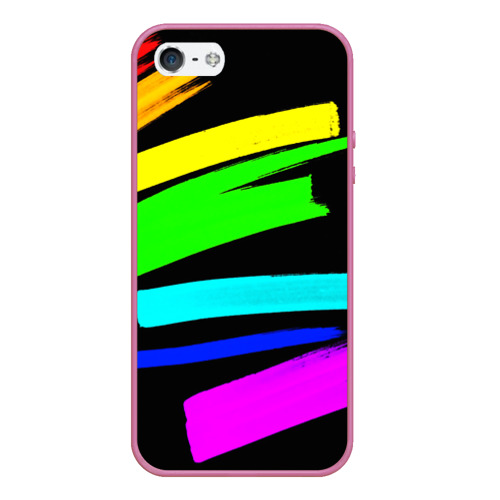 Чехол для iPhone 5/5S матовый Неоновые краски, цвет малиновый