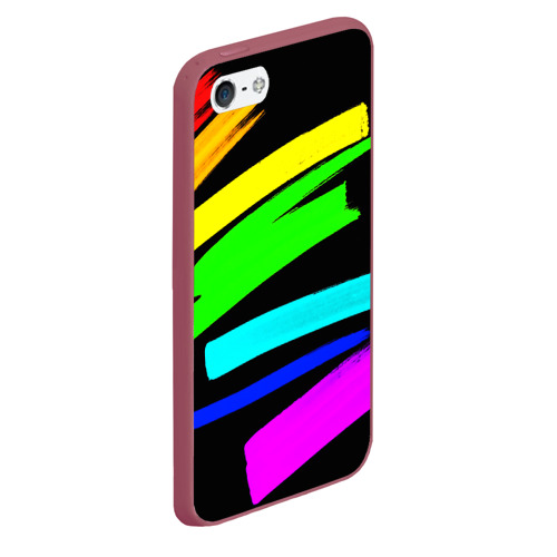 Чехол для iPhone 5/5S матовый Неоновые краски, цвет малиновый - фото 3