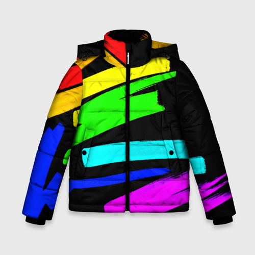 Зимняя куртка для мальчиков 3D Неоновые краски, цвет светло-серый