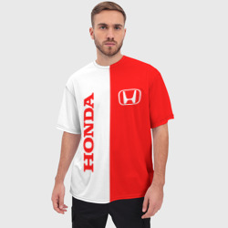 Мужская футболка oversize 3D Honda red-white - фото 2