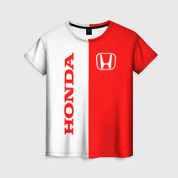 Женская футболка 3D Honda red-white