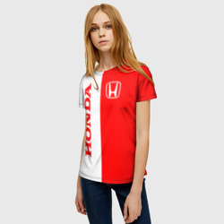 Женская футболка 3D Honda red-white - фото 2