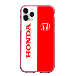 Чехол для iPhone 11 Pro Max матовый Honda red-white