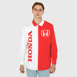 Мужская рубашка oversize 3D Honda red-white - фото 2