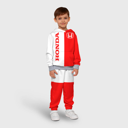 Детский костюм с толстовкой с принтом Honda red-white, фото на моделе #1