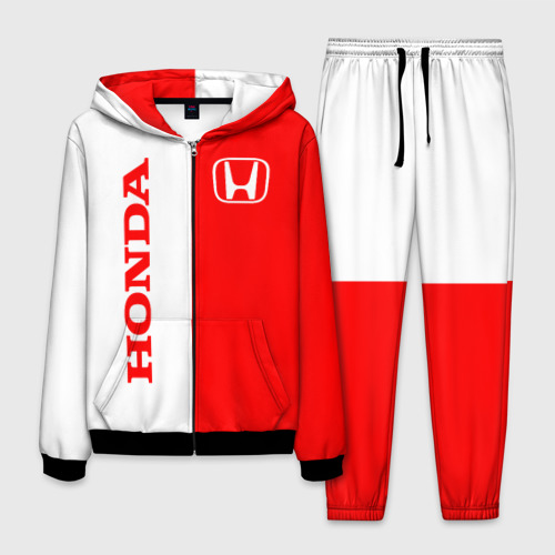 Мужской 3D костюм с принтом Honda red-white, вид спереди #2