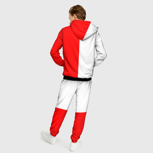 Мужской 3D костюм с принтом Honda red-white, вид сзади #2