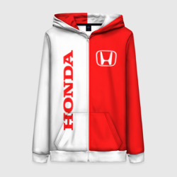 Женская толстовка 3D на молнии Honda red-white