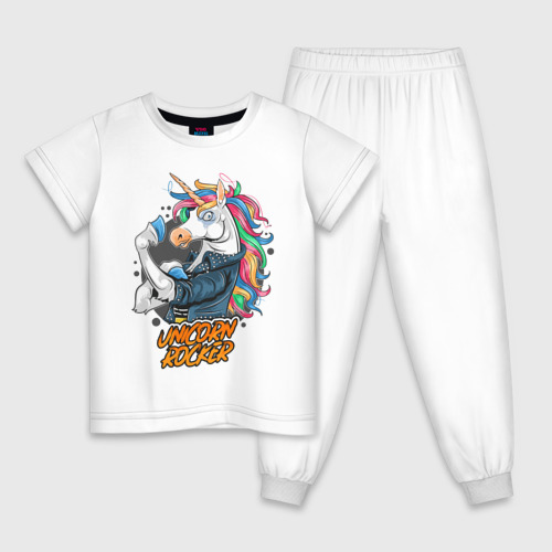 Детская пижама хлопок с принтом Unicorn Rocker, вид спереди #2