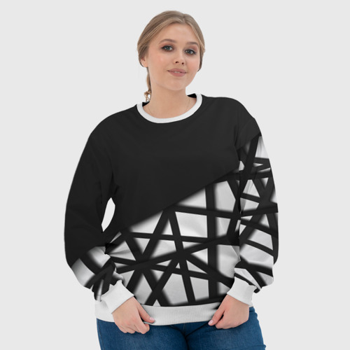 Женский свитшот 3D Black geometry, цвет 3D печать - фото 6